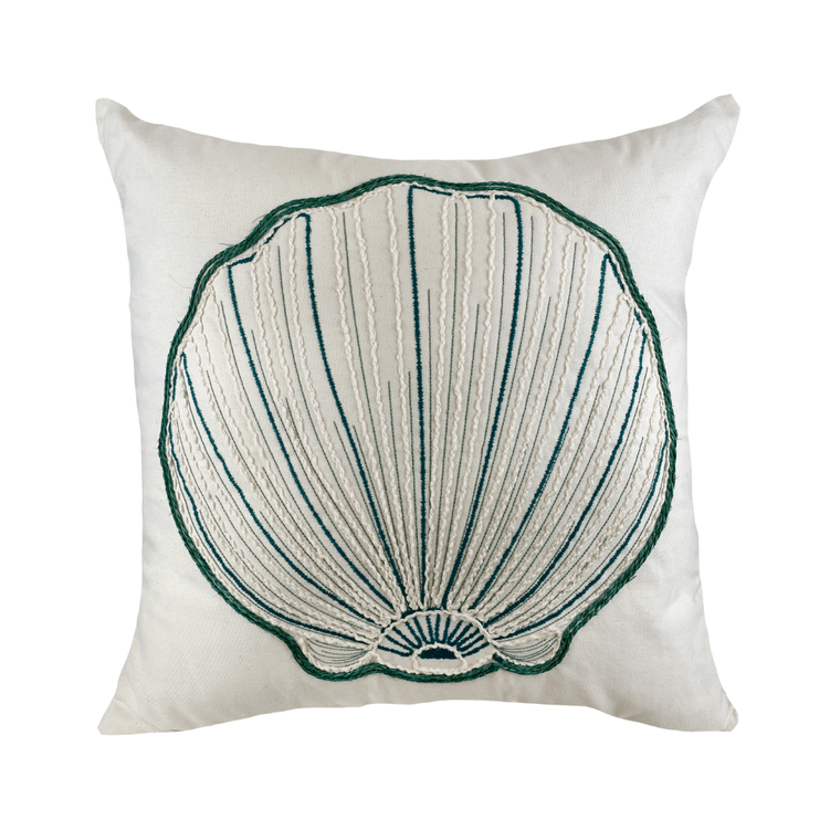 Almofada De Sarja Cru Concha Verde 52X52cm - Decortextil Almofada De Sarja Cru Concha Verde 52X52cm - Decortextil